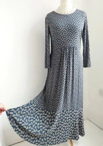 BODEN Dress Maxi Navy Blue Rainbow Pattern Long Sleeve Size UK 14R Jersey - Picture 1 of 6
