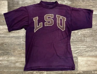 Used Vintage Distressed 1990’s LSU Louisiana State University Medium T-Shirt USA - Image 1 of 4