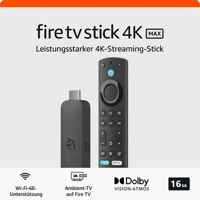 Amazon Fire TV Stick 4K Max - unterstützt Streaming über Wi-Fi 6E, Ambient-TV - Bild 1 von 4