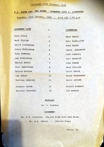 COVENTRY CITY V LIVERPOOL FA YOUTH CUP 10TH JANUARY 1989 - Picture 1 of 1