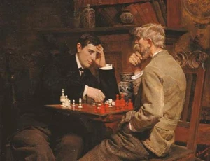 Julian Ashton The Chess Game 1888 17"x 22" Archival Art Print - Picture 1 of 1