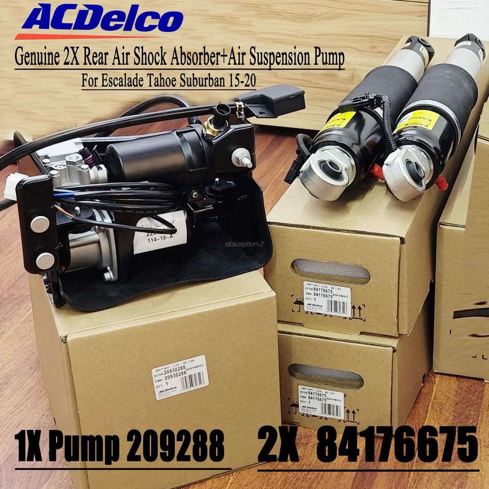 OEM Rear Air Suspension Shocks+Compressor For2001-13 Escalade Suburban 84176675 - Imagem 1 de 4
