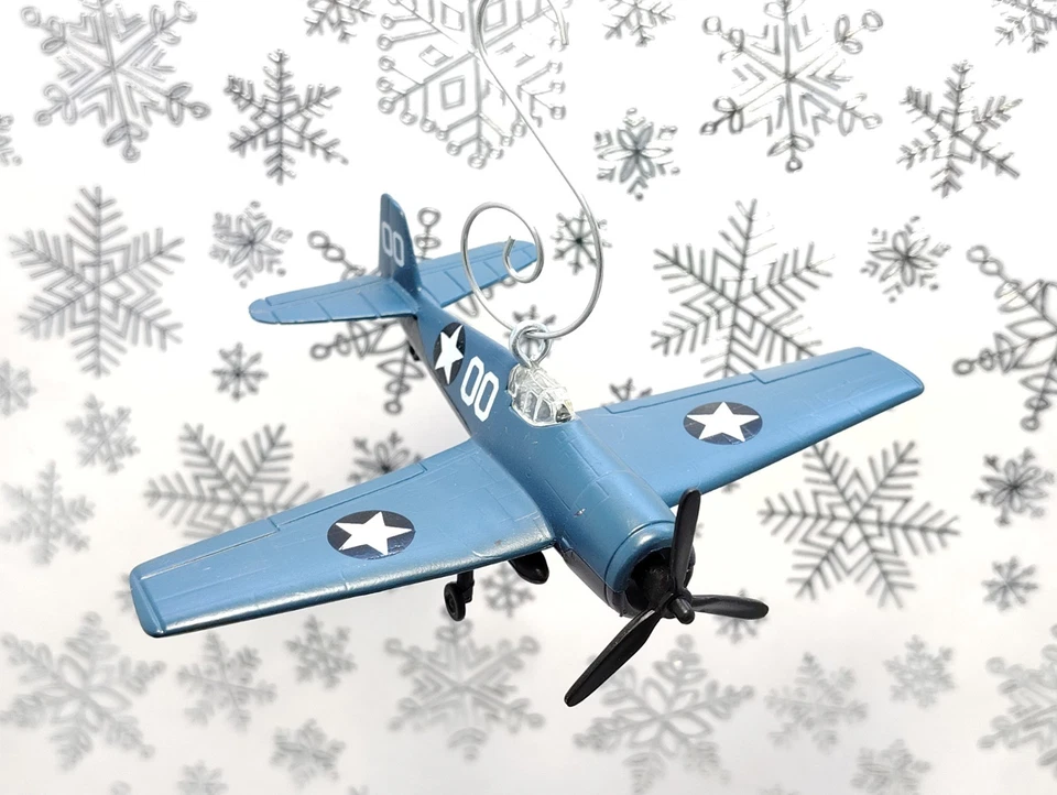 WWII Grumman F6F Hellcat Fighter Airplane Custom Christmas Ornament US NAVY Gift - Image 1 of 4