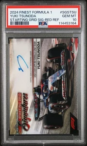 2024 Topps Finest F1 Yuki Tsunoda Griglia di Avviamento Firme Auto Rosso /5 PSA 10 KK - Foto 1 di 2