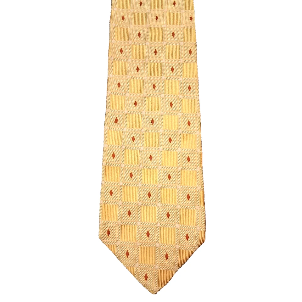 jos bank tie geometric patter yellow made in Italy 100% silk 60 X 3.75 - Image 1 of 4