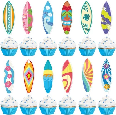 Blumomon 36Pcs Surfboard Cupcake Toppers Summer Surfing Cake Decorations Picks  - Image 1 of 4