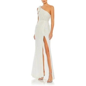 Mac Duggal Womens Embellished One Shoulder Evening Dress White SIZE 8 - Picture 1 of 1