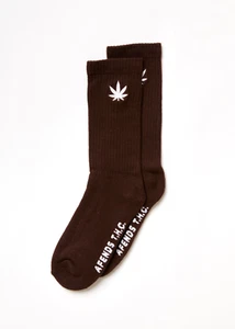 BNWT Afends - Happy Hemp Weed Crew Socks / Coffee Brown / Unisex - Picture 1 of 5