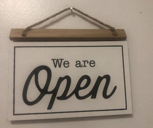 Neu Open Closed Geschäftsschild Landhausstil Holz doppelseitig We Are Open Closed - Bild 1 von 5