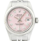 Rolex Ladies Datejust 69174 18K White Gold & Steel Pink Diamond Dial Watch