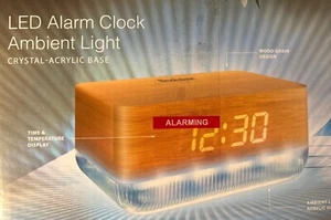 LED alarm clock ambient light crystal acrylic base Brookstone - Picture 1 of 1