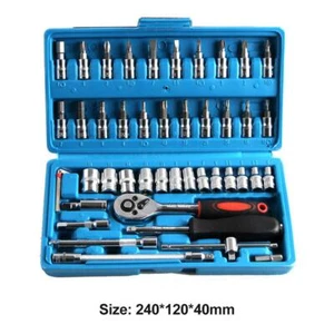 46mm Drive Socket Ratchet Wrench Set for Car Repair with Blue Case - Bild 1 von 8
