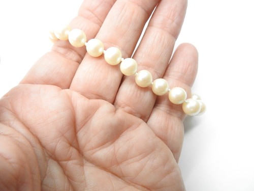 OFF WHITE Bracciale Perline Finte Perle Annodato A Mano A Mano Vintage