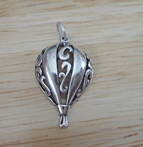 Sterling Silver 28x18mm Cut Out Hot Air Balloon Charm - Picture 1 of 4
