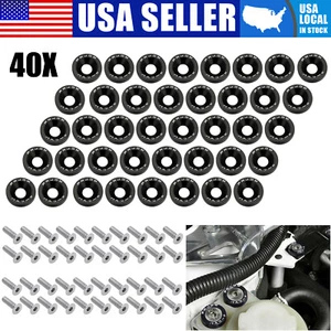 40 X JDM Billet Aluminio Guardabarros Parachoques Arandela Perno Motor Bahía Vestir Kit Negro - Imagen 1 de 6