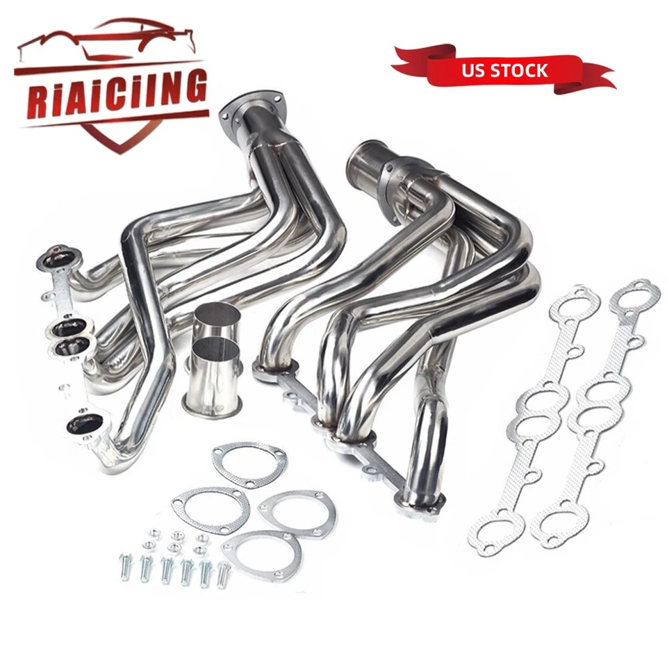 Cabezales de escape de tubo largo pulido 1-5/8 para 73-85 Chevy/GMC bloque pequeño 2x2 4x4 Foto 1 de 4