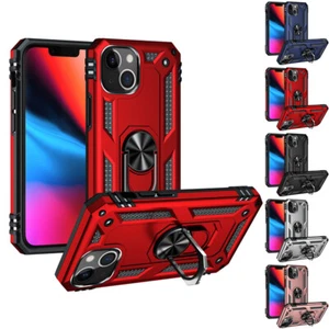 for iPhone 13 6.1" Case Impact Armor Ring Stand Hybrid Protector Cover+Prytool - Picture 1 of 28