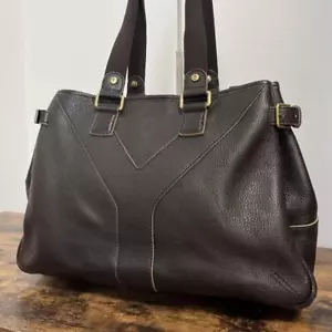 YVES SAINT LAURENT Handbag Tote Bag Brown Leather Vintage Rare Used Excellent+ - Picture 1 of 13