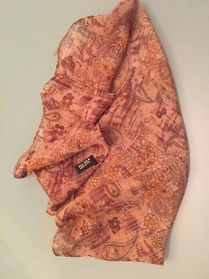 Nuevo Cejón 100% Seda Georgette Beige Marrón Tono Tierra Paisley 19" Bufanda Cuadrada Foto 1 de 4