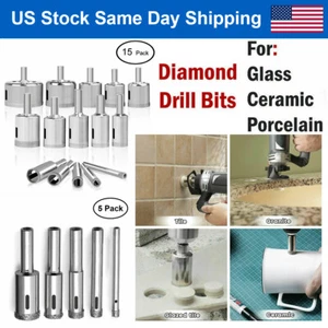 5Pcs/15Pcs Diamond Drill Bit Set Glass Ceramic Tile Hole Saw Marble Cutting Tool - Picture 1 of 16