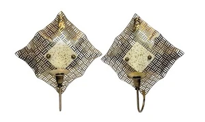 Vintage Sconce Candle Holders Brass Wall Mount Hanging Mid Century Modern MCM - Picture 1 of 5