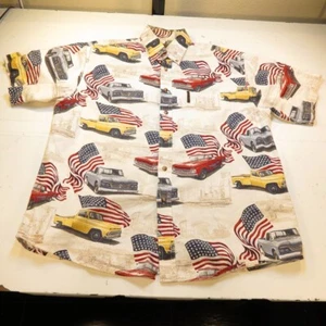 NORTH RIVER USA UNITED STATES AMERICA AMERICAN VINTAGE TRUCK CAR SHIRT Mens L  - Picture 1 of 4