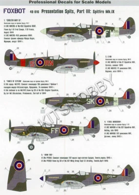 Foxbot Decals 1/48 Presentation Spits Part 3 - Supermarine Spitfire Mk.IX - Image 1 of 4