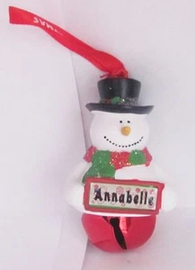 25322 ANNABELLE NAME FROSTY SNOWMAN COLOUR BELL CHRISTMAS TREE DECORATION GIFT - Picture 1 of 6