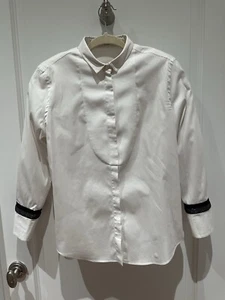 Brunello Cucinelli Women's White Tuxedo Collared Button Up Shirt Size Medium - Picture 1 of 15