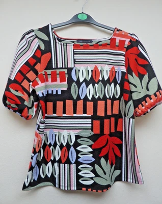 M&S Collection Top Blouse Size UK 14 Black Multi Colour Excellent Condition - Image 1 of 4