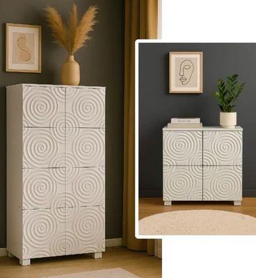 White Sideboard Cabinet Doors Storage Unit Cupboard Living Room Modern Furniture - Image 1 of 2