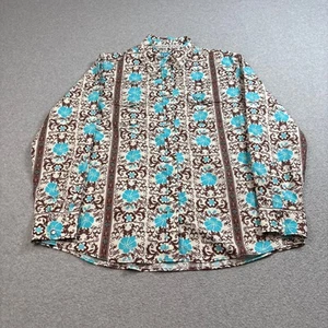 Cowgirl Hardware Shirt Women Large Blue Western Floral Pearl Snap Southwest Rode - Picture 1 of 10