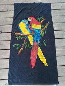 Vintage Tropical Themed Parrots Beach Towel 55" x 28" - Picture 1 of 5