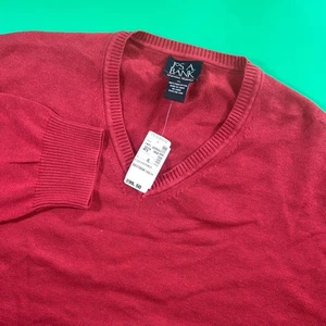 Jos A Bank Signature Collection Mens XL Red Pima Cotton V Neck Sweater - Picture 1 of 6