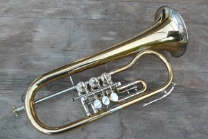 Bb Flügelhorn F. Syhre Leipzig Konzertflügelhorn deutsch Goldmessing lackiert - Bild 1 von 24