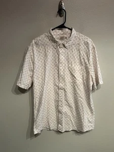 Faherty Herren XL weiß geometrisches Muster Kurzarm Hemd mit Knopfleiste - Bild 1 von 7