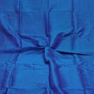 Vintage Blue 100% Pure Silk Handloom Plain Sari Remnant 5YD Craft Fabric Scrap - Picture 1 of 4