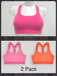 Ex Next Active Sports Low Impact Crop Top/Sports Bra 2 Pack Pink/Orange size6-20 - Picture 1 of 19