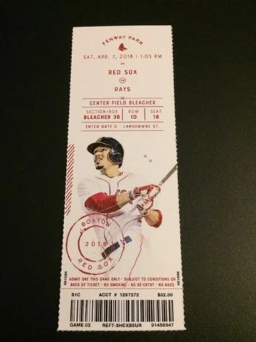 Boston Red Sox 2018 Unused Season Ticket Stubs Fenway Park Near Mint to Mint Cover