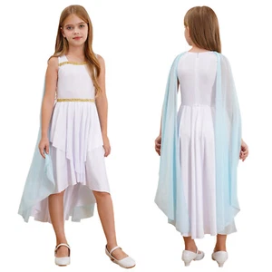 Kids Girls Halloween Rome Ancient Greek Worship Toga Praise Cosplay Stage Dress - Picture 1 of 65