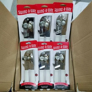 Lot of 6 Swing A-Way Portable Can Bottle Opener Steel White Manual Hand Away - Picture 1 of 1