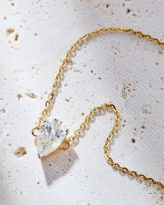 14K Gold Pear Diamond Bracelet 1.00 Carat Lab-Grown Diamond - Picture 1 of 8