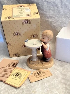 enesco figurine. Memories of yesterday. Blow wind, blow. Boy with toy boat in bi - Picture 1 of 5
