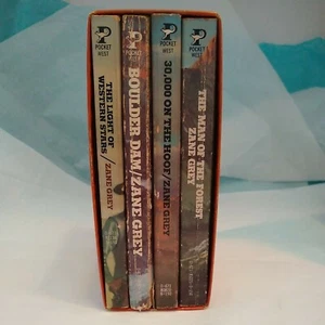 4 Boxed Vintage Zane Grey Books Cowboys Western American West with Case 1977 - Picture 1 of 12
