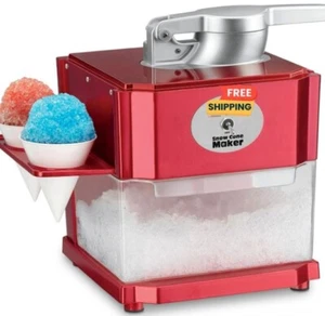 Snow Cone Machine, Home Shaved Ice Maker, Makes 5 Icy Cones for Slushies, Red - Picture 1 of 7