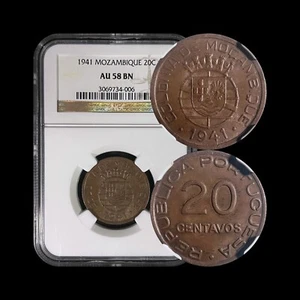 MOZAMBIQUE. 1941, 20 Centavos - NGC AU58 - Portuguese East Africa Era, Die Crack - Picture 1 of 6