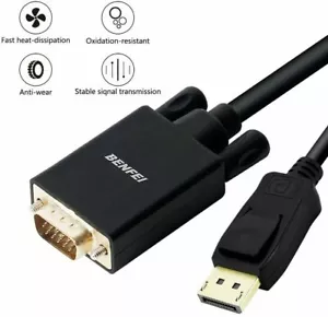 2 Benfei DisplayPort (DP) auf VGA Stecker auf Stecker 6 Fuß Kabel mit vergoldeten Enden - Bild 1 von 3