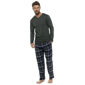 Juego de pijamas con parte superior/tejida a cuadros para hombre verde/marino talla M-XXL - Imagen 1 de 2