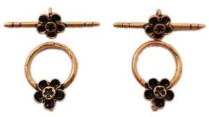 4 Set 20X27mm Bali Flower Toggle Clasp Antique Copper Jewelry Making - Picture 1 of 1