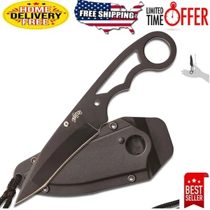 Full Tang Tactical Knife - 3.75 Inch Black Stainless Steel Blade with Sheath - Picture 1 of 3